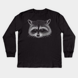 Trash Panda Illustration Masked Bandit Raccoon Drawing Kids Long Sleeve T-Shirt